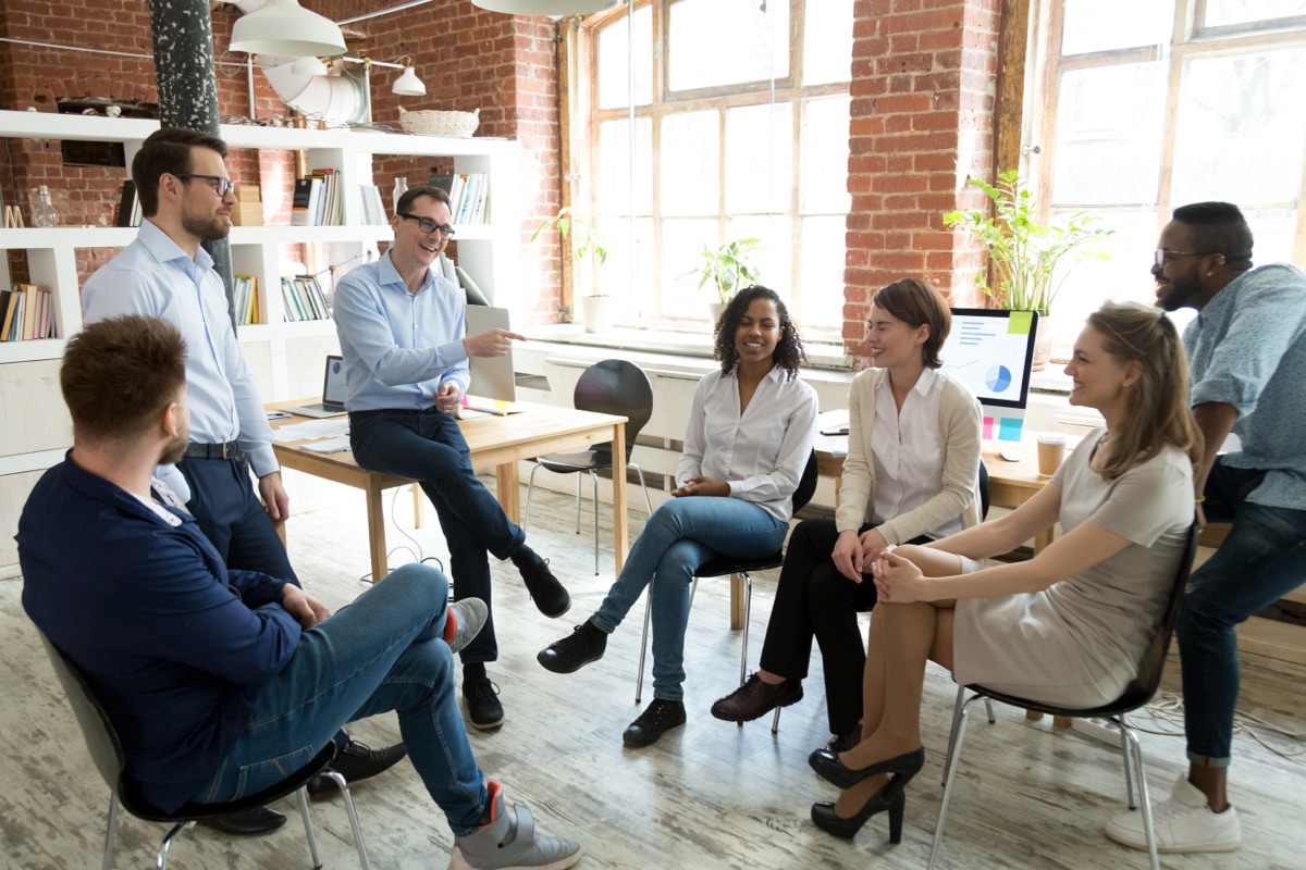 A group session with people seated in a circle